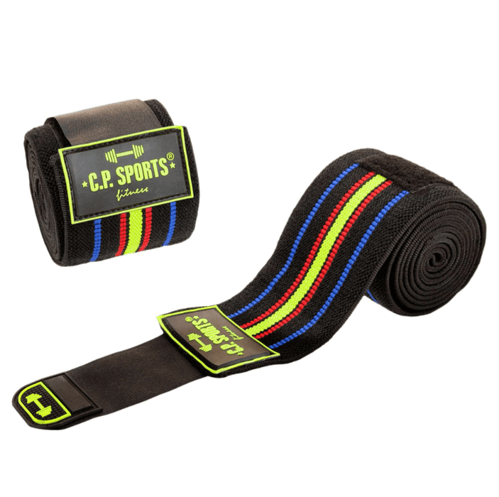 C.P. Sports Elbow Wraps Pro 1,3 m, Black/Blue/Red/Yellow - Utrustning | Köp hos Gymcentralen