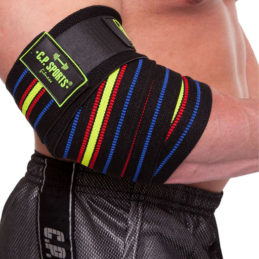 C.P. Sports Elbow Wraps Pro 1,3 m, Black/Blue/Red/Yellow - Utrustning | Köp hos Gymcentralen
