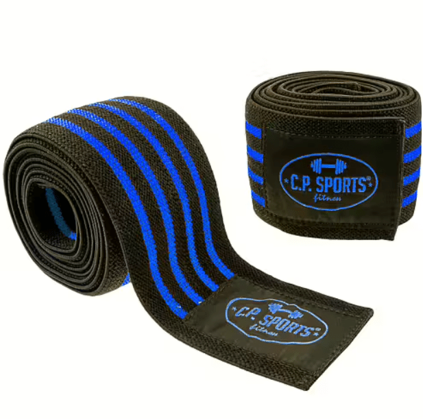 C.P. Sports Knee Wraps, Black/Blue, 2 m - Utrustning | Köp hos Gymcentralen