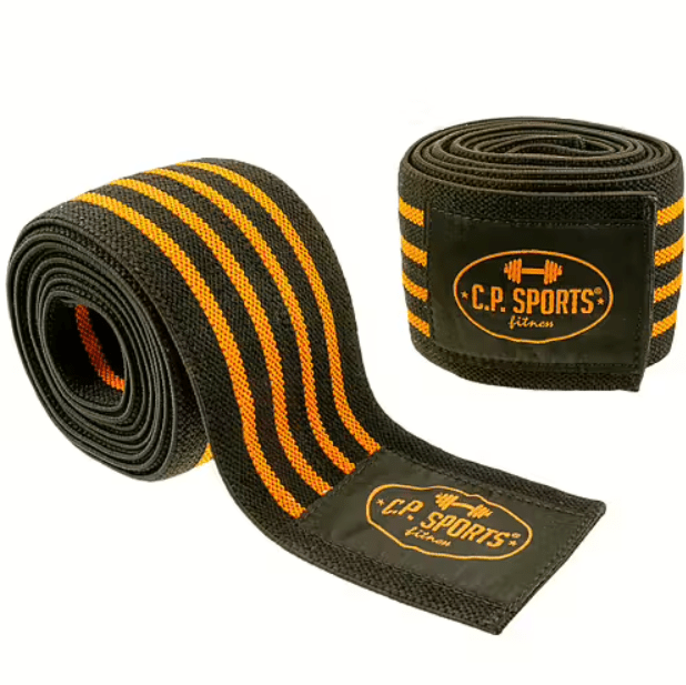 C.P. Sports Knee Wraps, Black/Orange, 2 m - Utrustning | Köp hos Gymcentralen