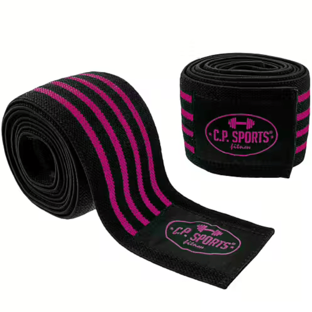 C.P. Sports Knee Wraps, Black/Pink, 2 m - Utrustning | Köp hos Gymcentralen