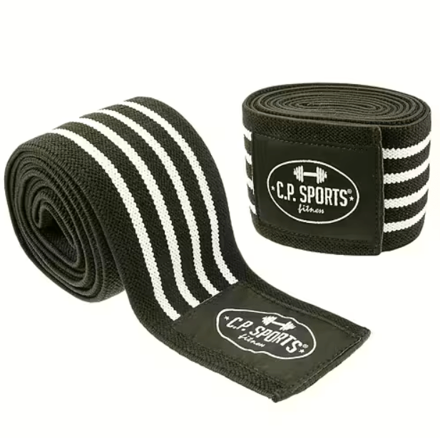 C.P. Sports Knee Wraps, Black/White, 2 m - Utrustning | Köp hos Gymcentralen