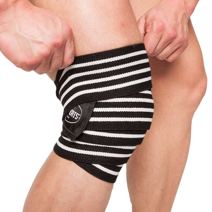 C.P. Sports Knee Wraps, Black/White, 2 m - Utrustning | Köp hos Gymcentralen