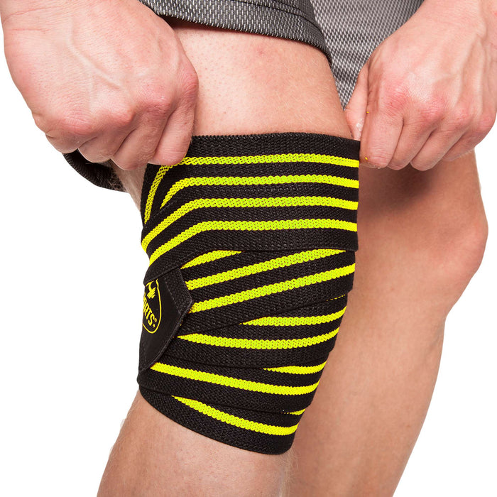 C.P. Sports Knee Wraps, Black/Yellow, 2 m - Utrustning | Köp hos Gymcentralen
