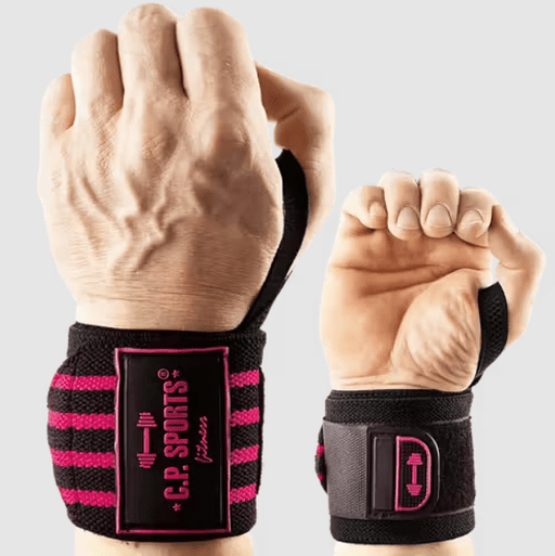 C.P. Sports Strongman Wrist Wraps 50 cm, Black/Pink - Utrustning | Köp hos Gymcentralen