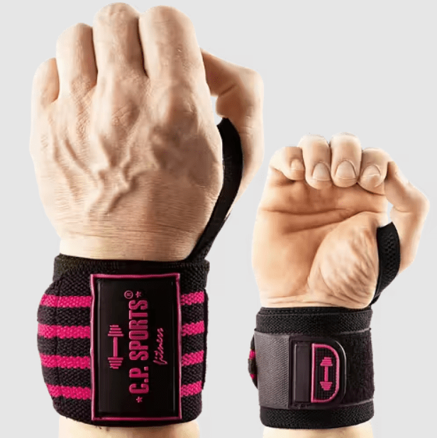 C.P. Sports Strongman Wrist Wraps 50 cm, Black/Pink - Utrustning | Köp hos Gymcentralen
