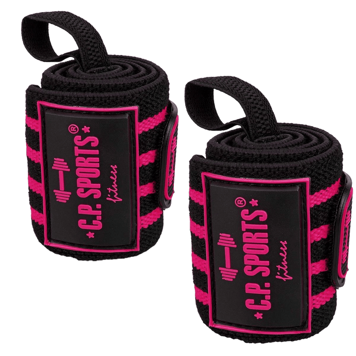 C.P. Sports Strongman Wrist Wraps 50 cm, Black/Pink - Utrustning | Köp hos Gymcentralen