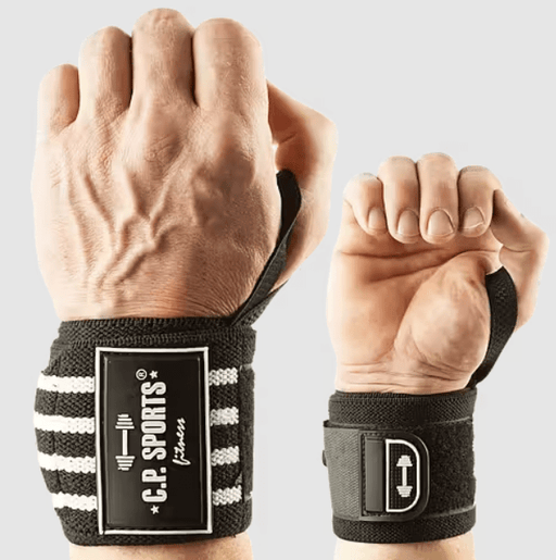 C.P. Sports Strongman Wrist Wraps 50 cm, Black/White - Utrustning | Köp hos Gymcentralen