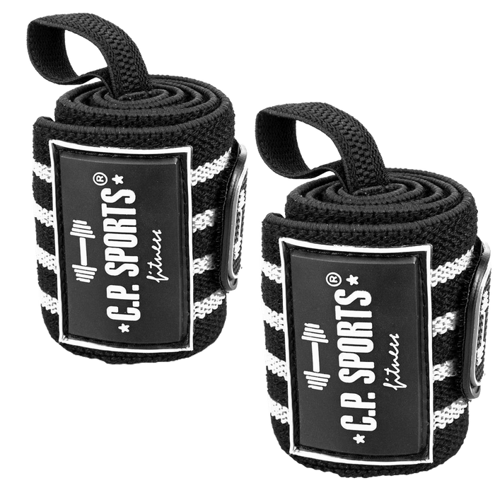 C.P. Sports Strongman Wrist Wraps 50 cm, Black/White - Utrustning | Köp hos Gymcentralen