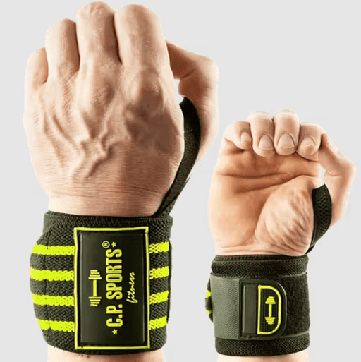 C.P. Sports Strongman Wrist Wraps 50 cm, Black/Yellow - Utrustning | Köp hos Gymcentralen