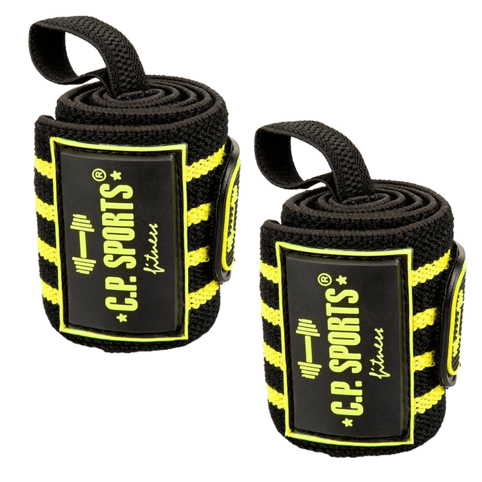 C.P. Sports Strongman Wrist Wraps 50 cm, Black/Yellow - Utrustning | Köp hos Gymcentralen