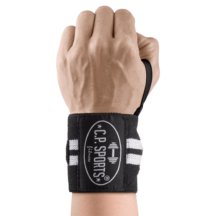 C.P. Sports Wrist Wraps 30 cm, Black/White - Utrustning | Köp hos Gymcentralen