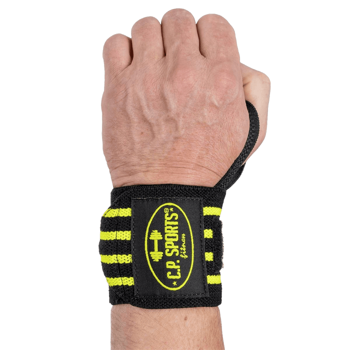C.P. Sports Wrist Wraps 30 cm, Black/Yellow - Utrustning | Köp hos Gymcentralen