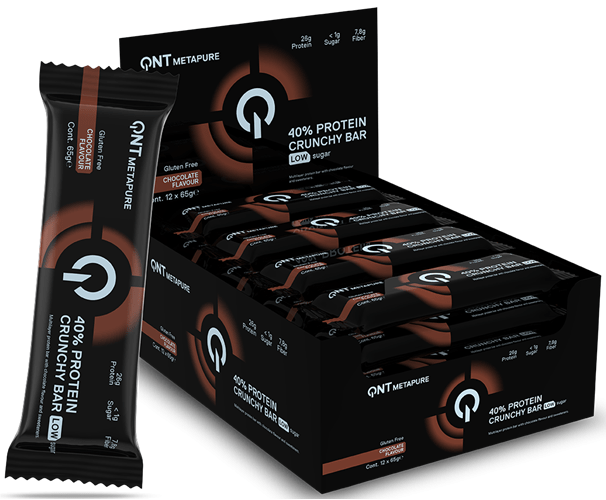 QNT 40% Protein Crunchy Bar - 12 x 65 g - | Köp hos Gymcentralen