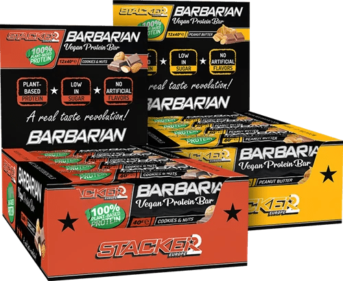 Stacker2 Barbarian Vegan Protein Bar - 12 x 40 g - | Köp hos Gymcentralen