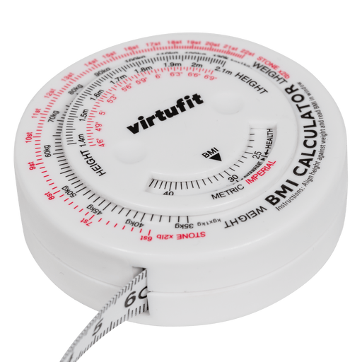 Virtufit Measuring Tape with BMI Calculator, 150 cm - Träningsutrustning | Köp hos Gymcentralen
