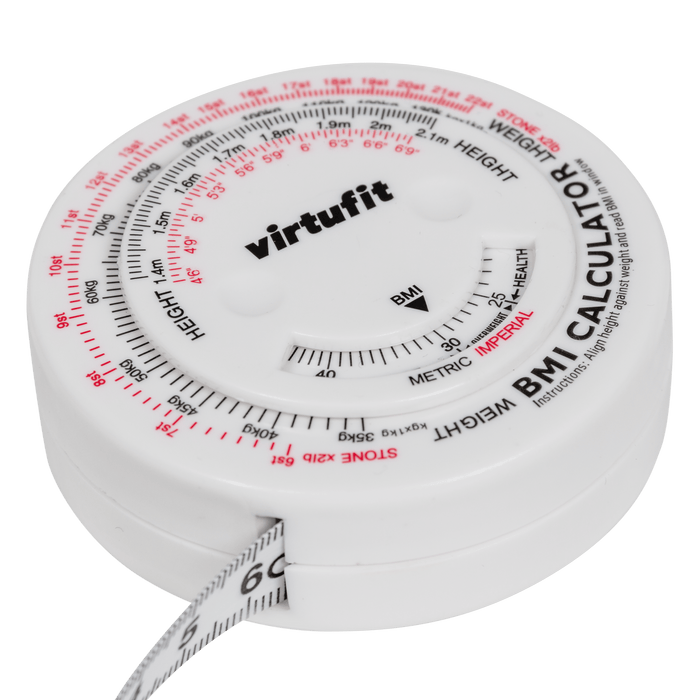 Virtufit Measuring Tape with BMI Calculator, 150 cm - Träningsutrustning | Köp hos Gymcentralen